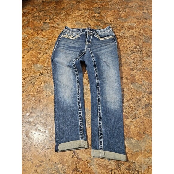 Vigoss Capri Jeans Women's 2 L25 Heritage Fit Blue Denim Embroidered (A193) - Picture 7 of 10